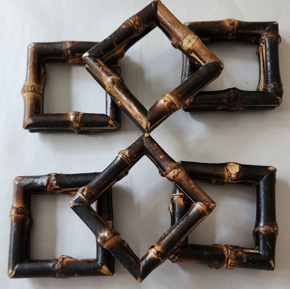 Set of 6 Natural Bamboo Napkin Rings - Picture 3 of 4